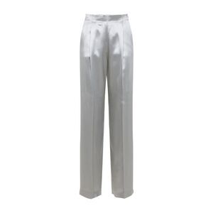 ALBERTA FERRETI High-Waisted Pleated Satin Trousers Women GREY Pants